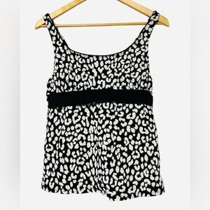 Lands End Swim Bra Tankini Top Back White Cheetah Underwire Swimwear Womens 6